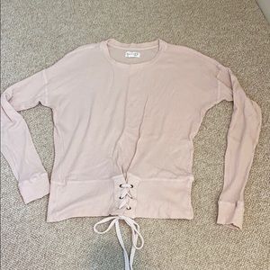 Velvet waffle cotton knit top